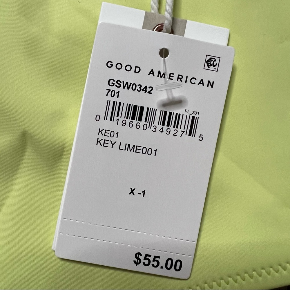 Good American Scuba Hot Shoulder Swim Top 1 Small Women’s Key Lime Green NWT - Picture 4 of 5